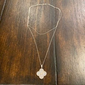 Long CZ clover necklace